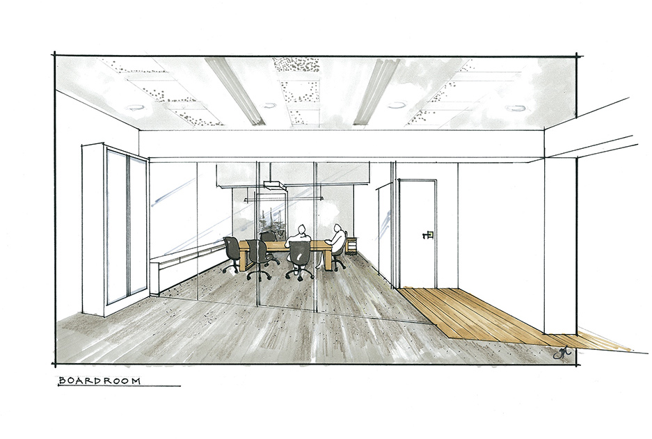 Office boardroom concept interior design sketch