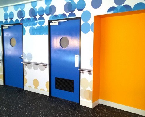 Barossa Park Hydrotherapy Pool and Wellness Centre - staff changing rooms, yellow inset for life saving equipment storage