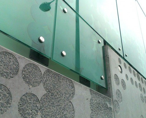 Royal Hobart Hospital Liverpool Street ICC spotted green facade panels and concrete detail
