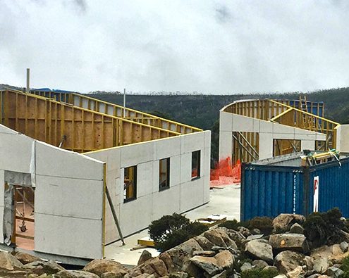 Mount Mawson Public Shelter in construction, Mt Field National Park, Tasmania
