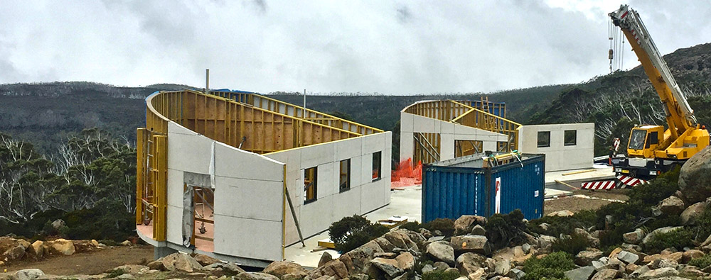 Mount Mawson Public Shelter in construction, Mt Field National Park, Tasmania