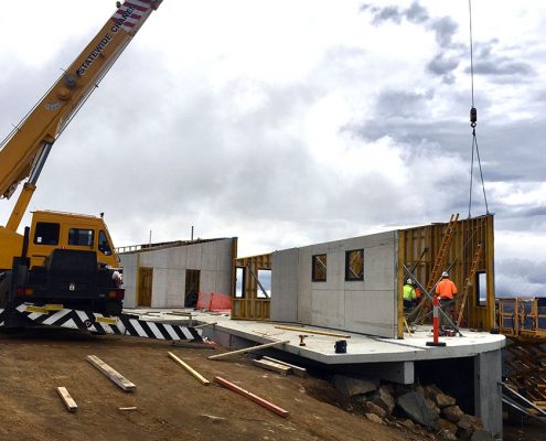 Mt Mawson Construction April craning in the walls