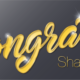 Congratulations, Shane Cox banner shiny gold on dark background