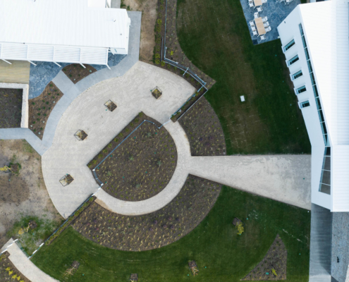 Pressing Matters Winery - Connecting Courtyard view from the air